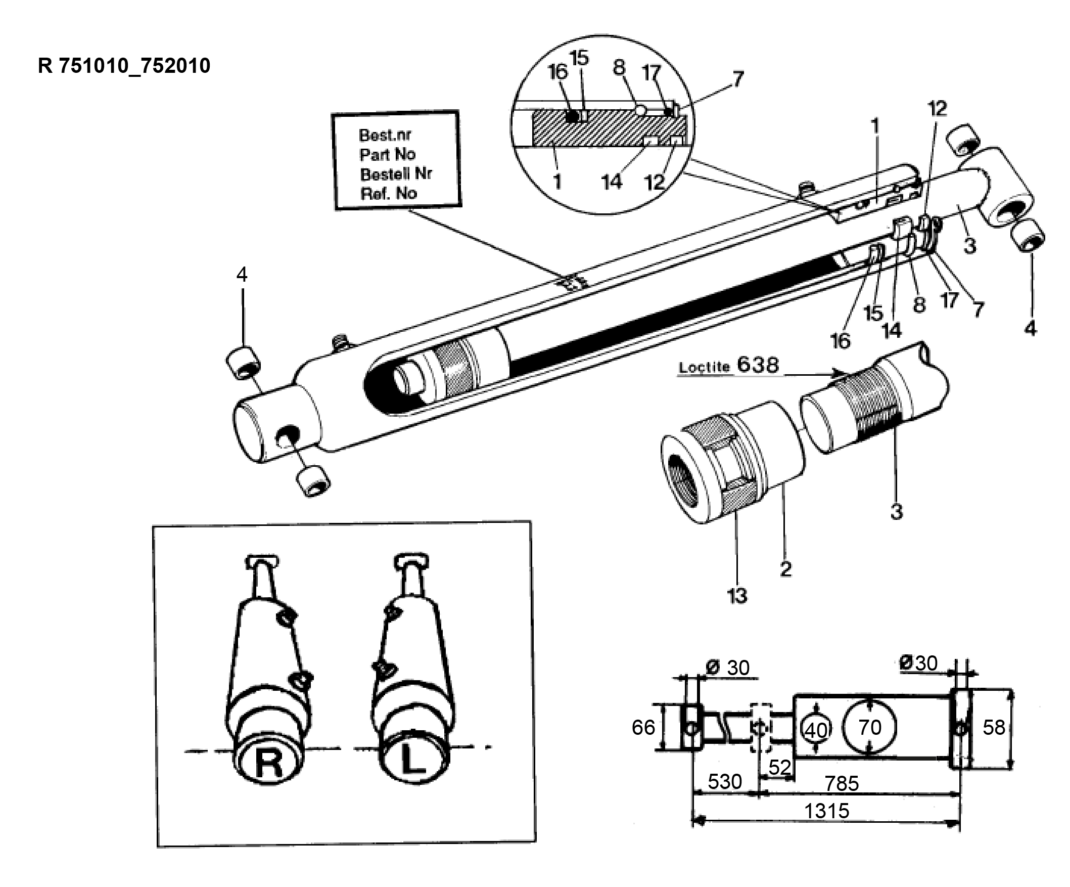 751010 Cylinder LH - Quicke and Trima Original Spare Parts