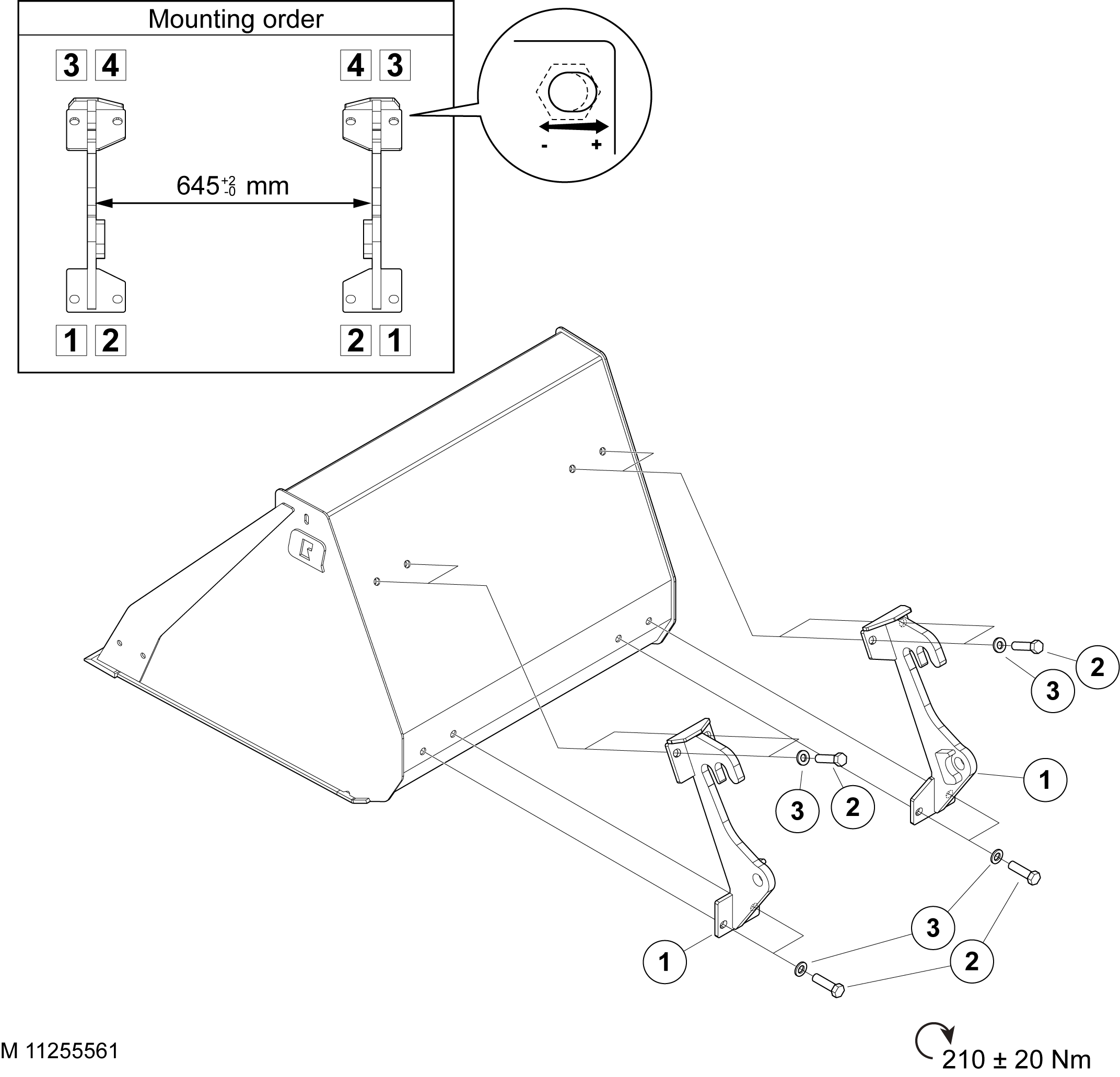 11255561 Attachment kit Schäffer type SWH - Quicke and Trima 